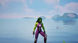 An image from the game Fortnite, showing Marvel character She-Hulk.