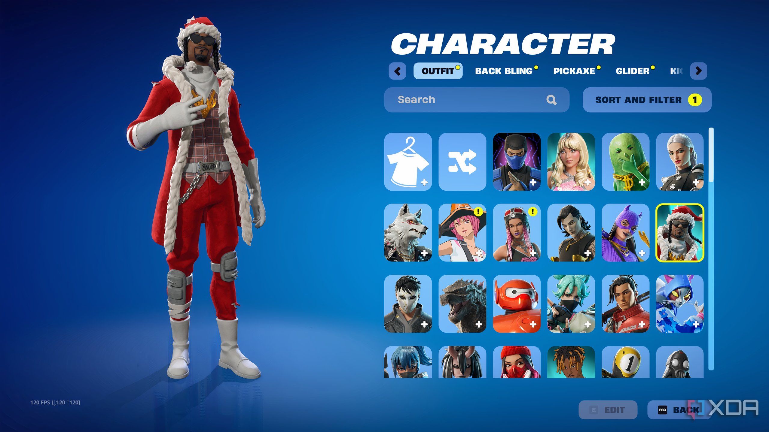 An image from the game Fortnite, showing rapper Snoop Dogg as a selectable character.
