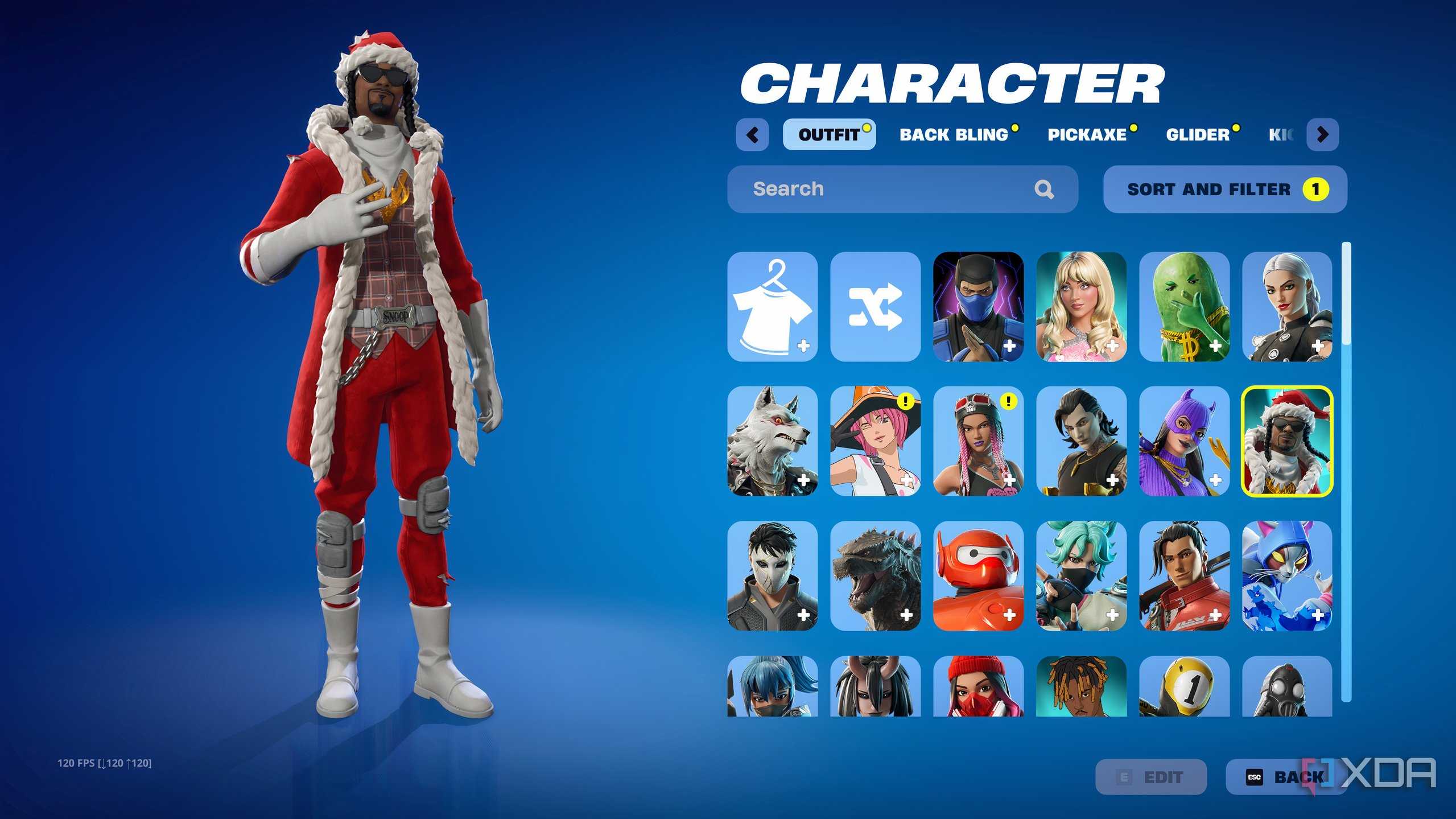 An image from the game Fortnite, showing rapper Snoop Dogg as a selectable character.