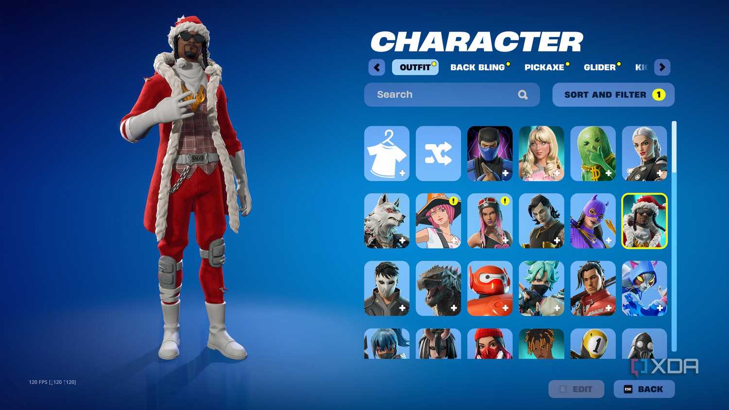 An image from the game Fortnite, showing rapper Snoop Dogg as a selectable character.