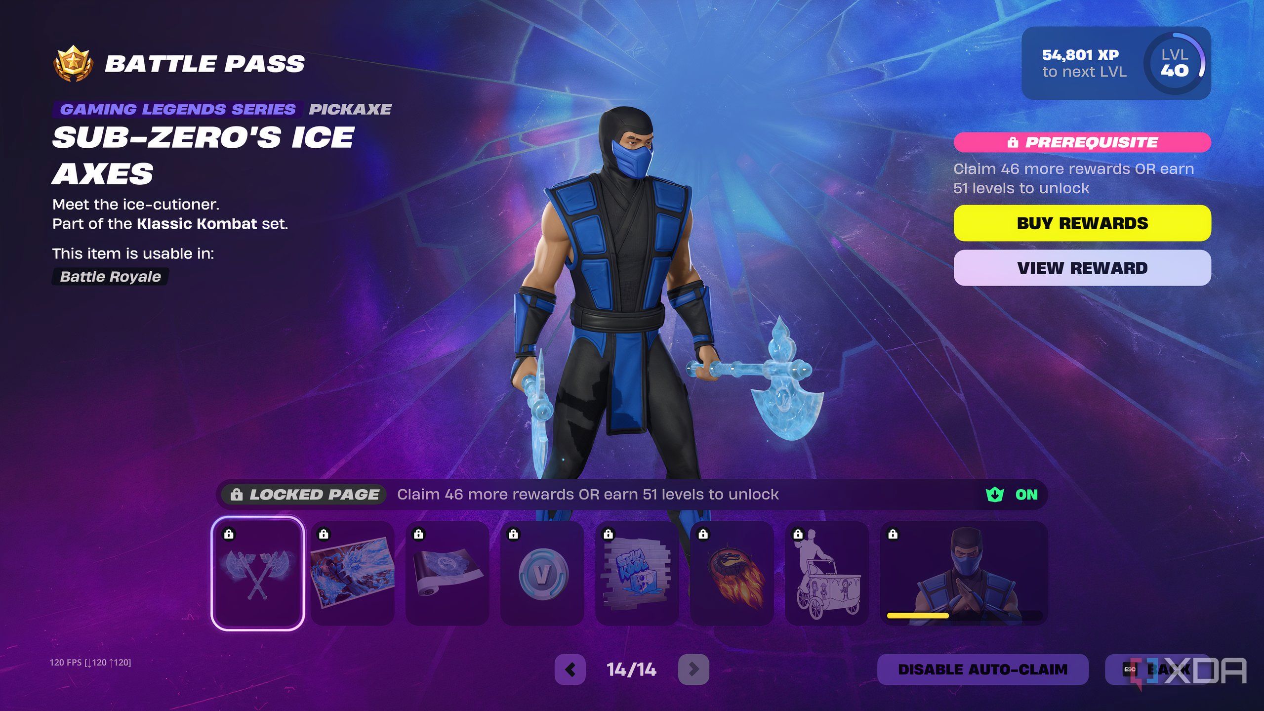 An image from the game Fortnite, showing Sub-Zero, a Mortal Kombat character.
