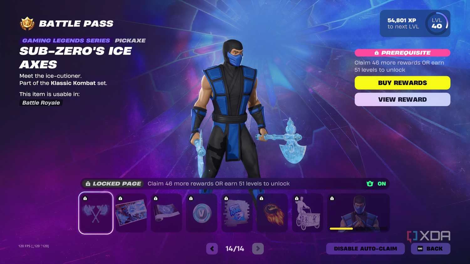 An image from the game Fortnite, showing Sub-Zero, a Mortal Kombat character.