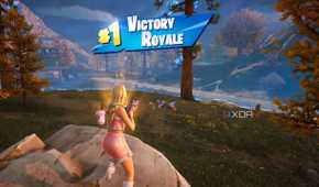 An image from the game Fortnite, showing pop-star Sabrina Carpenter with a golden aura around her.