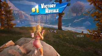 An image from the game Fortnite, showing pop-star Sabrina Carpenter with a golden aura around her.