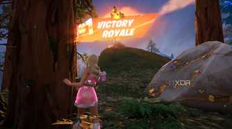 An image from the game Fortnite, showing Sabrina Carpenter dancing as she wins a match.