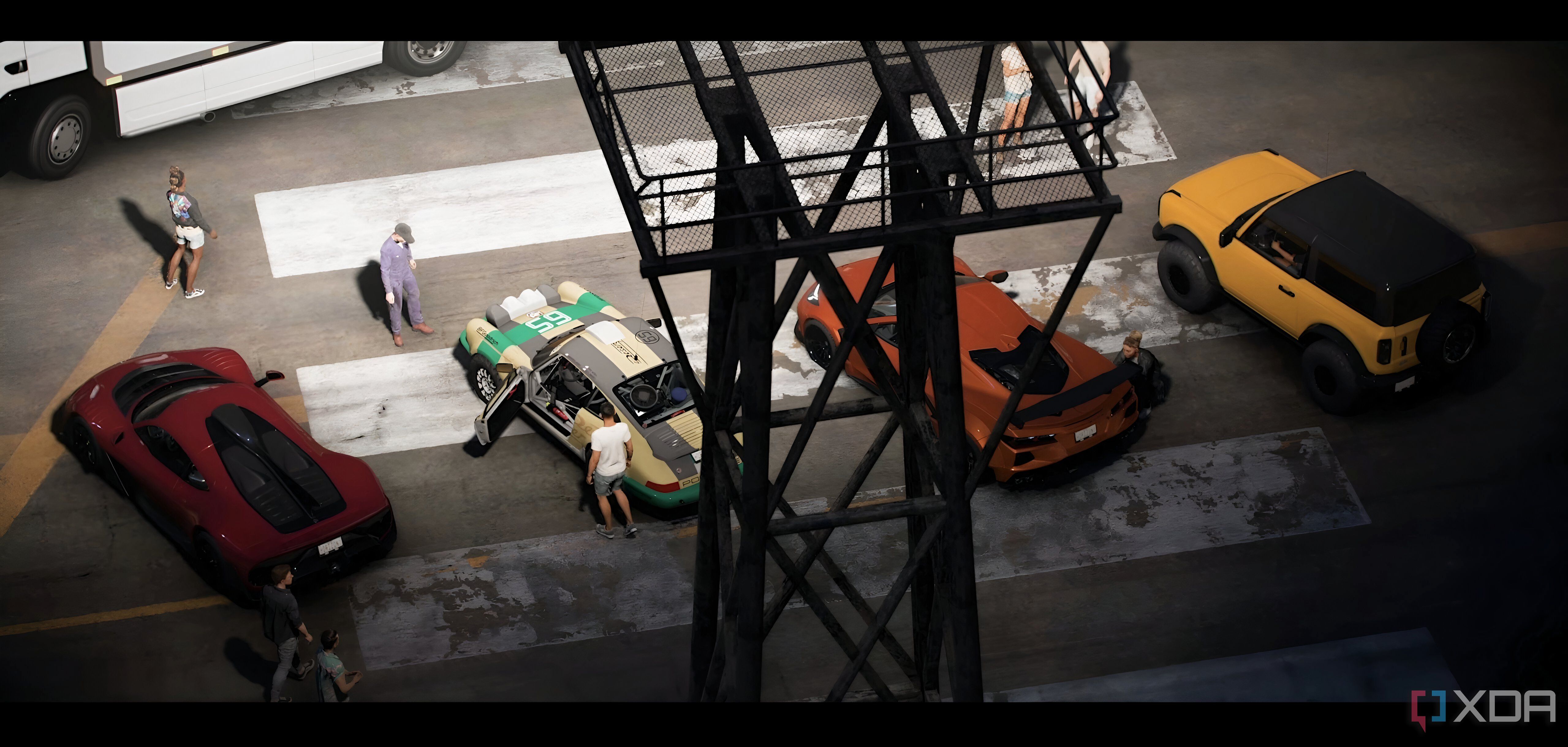 The opening of Forza Horizon 5, showing all four cars in the opening.