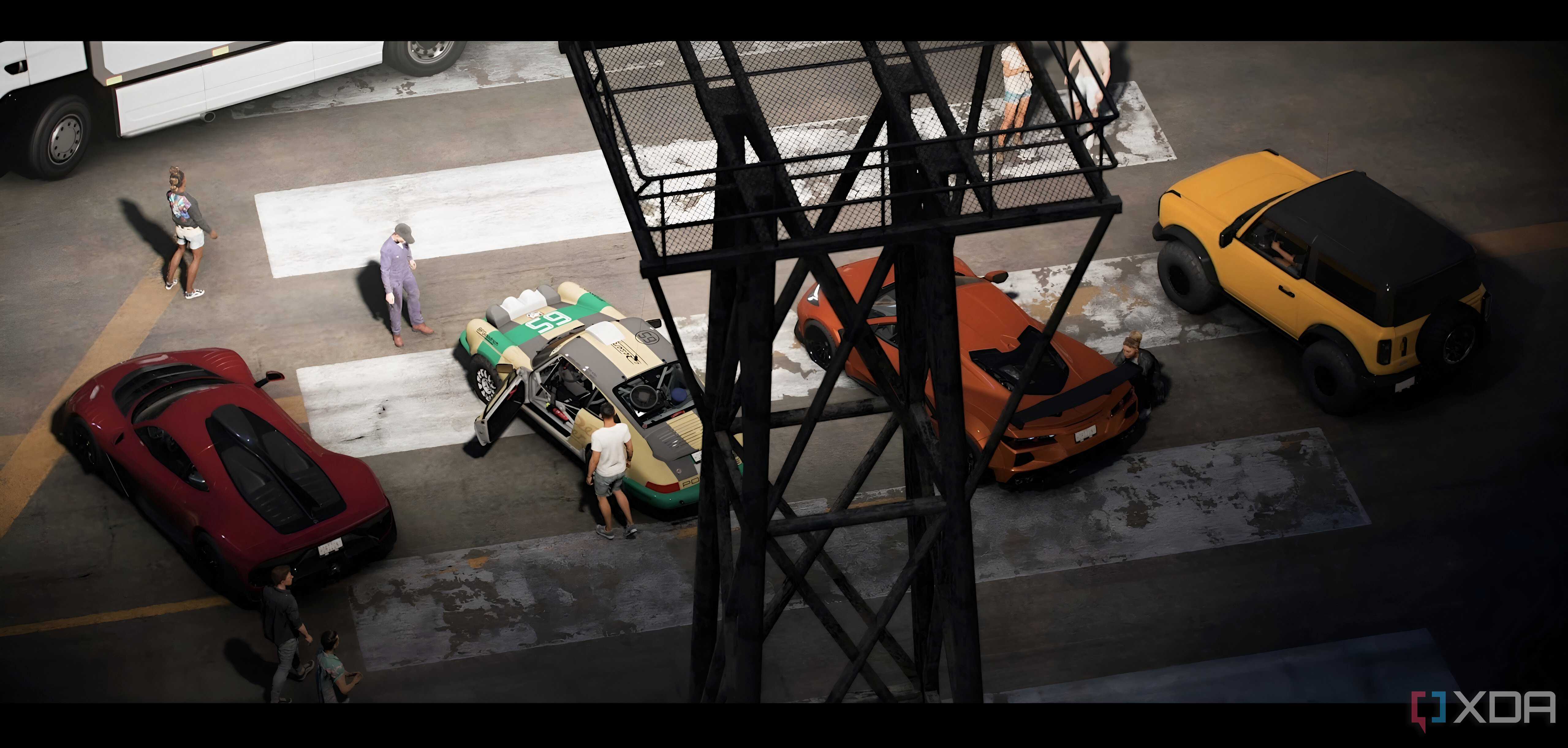 The opening of Forza Horizon 5, showing all four cars in the opening.