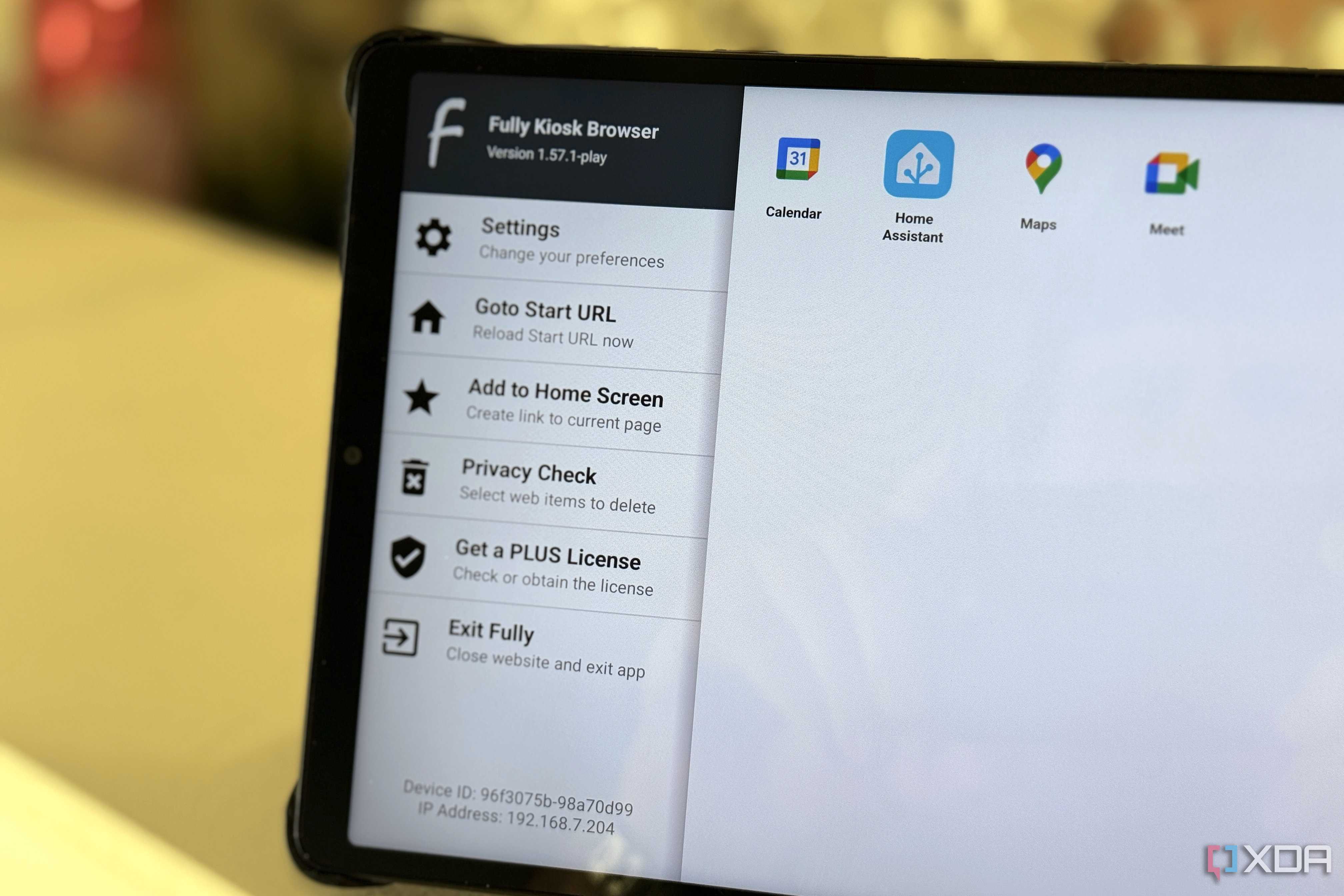 fully kiosk browser menu bar