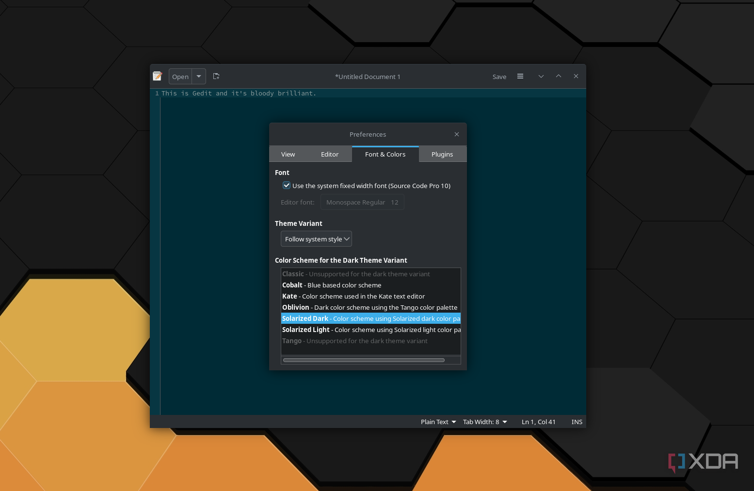 Gedit settings
