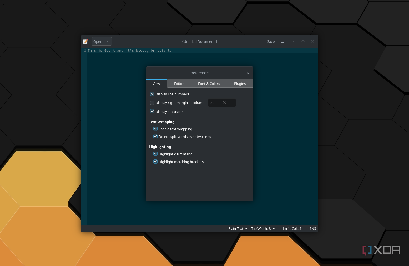 Gedit settings