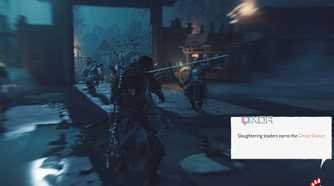 A screenshot from the game Ghost of Tsushima, showing the player character being prompted to press L3 and R3.