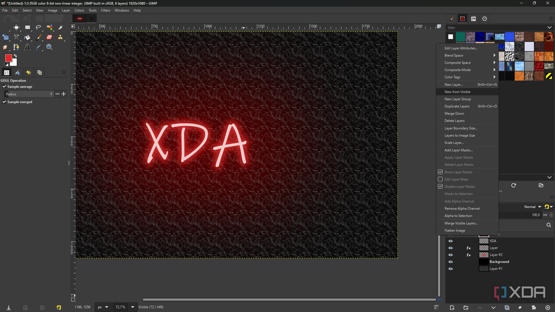 GIMP New From Visible function