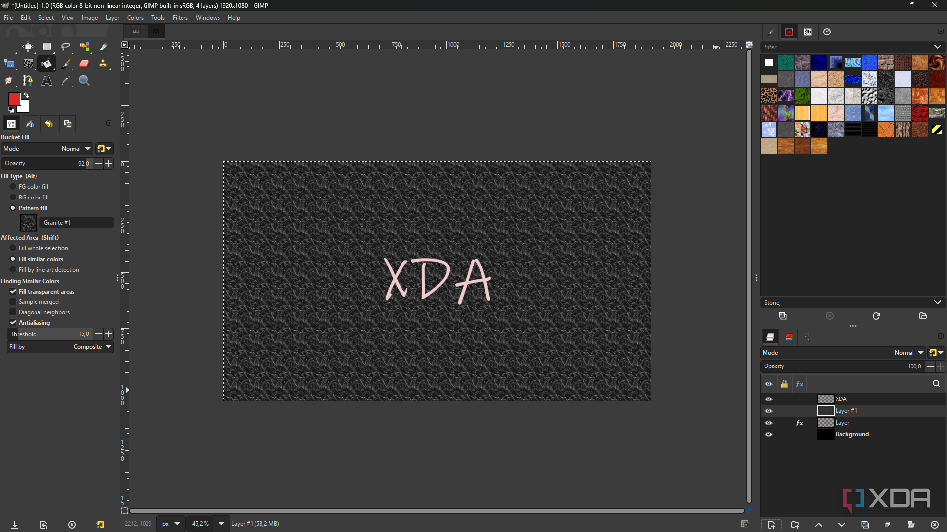 GIMP select pattern fill