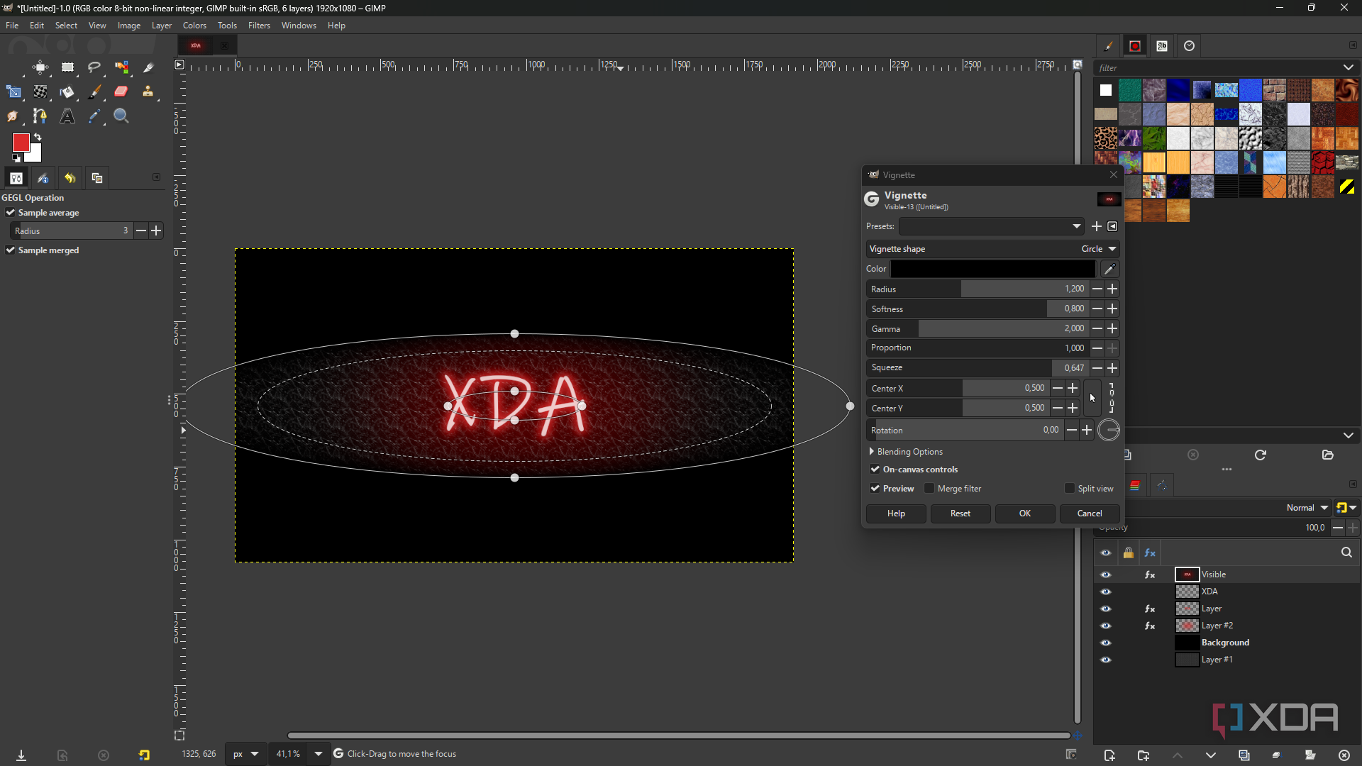 GIMP Vignette filter