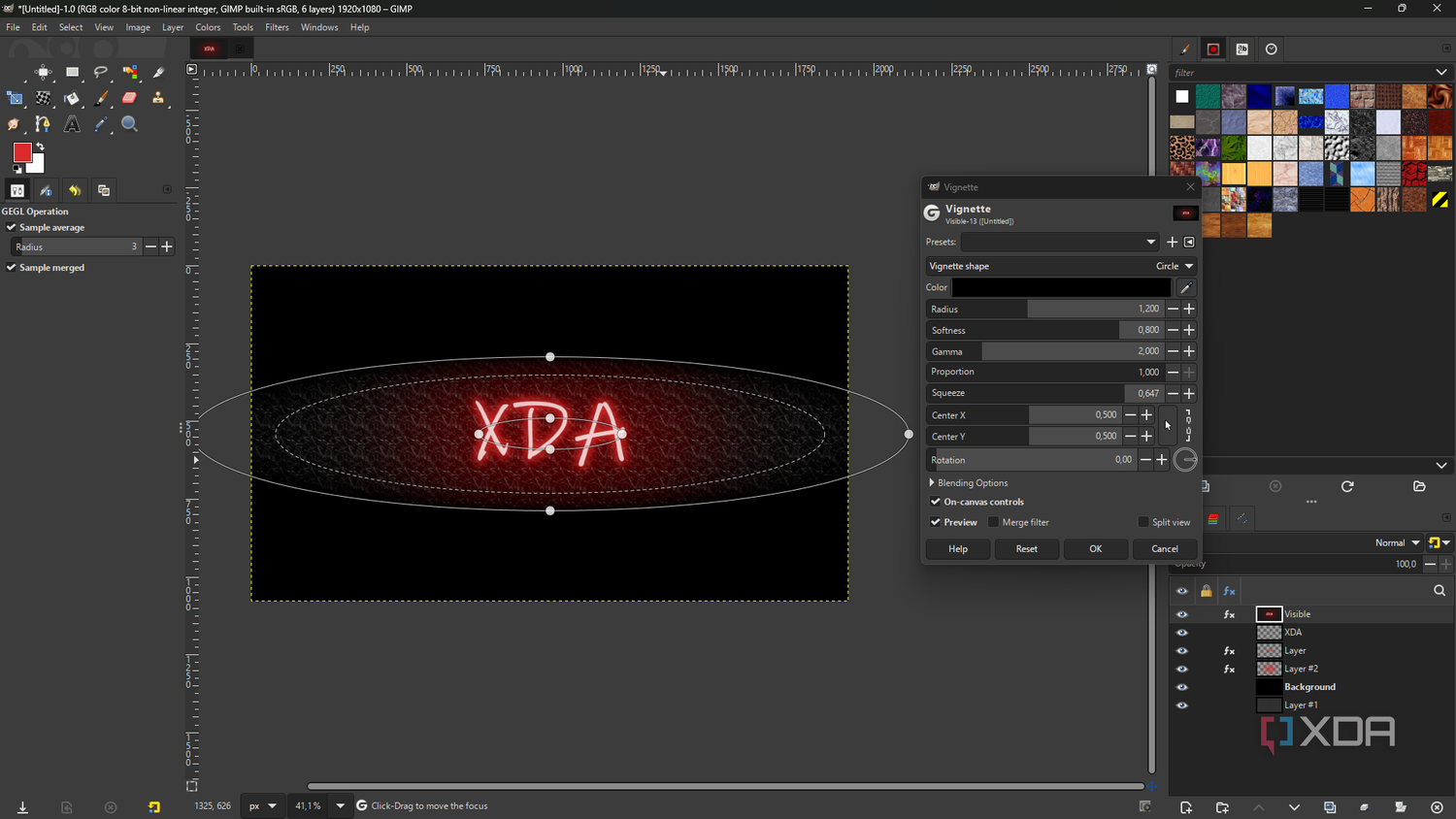 GIMP Vignette filter
