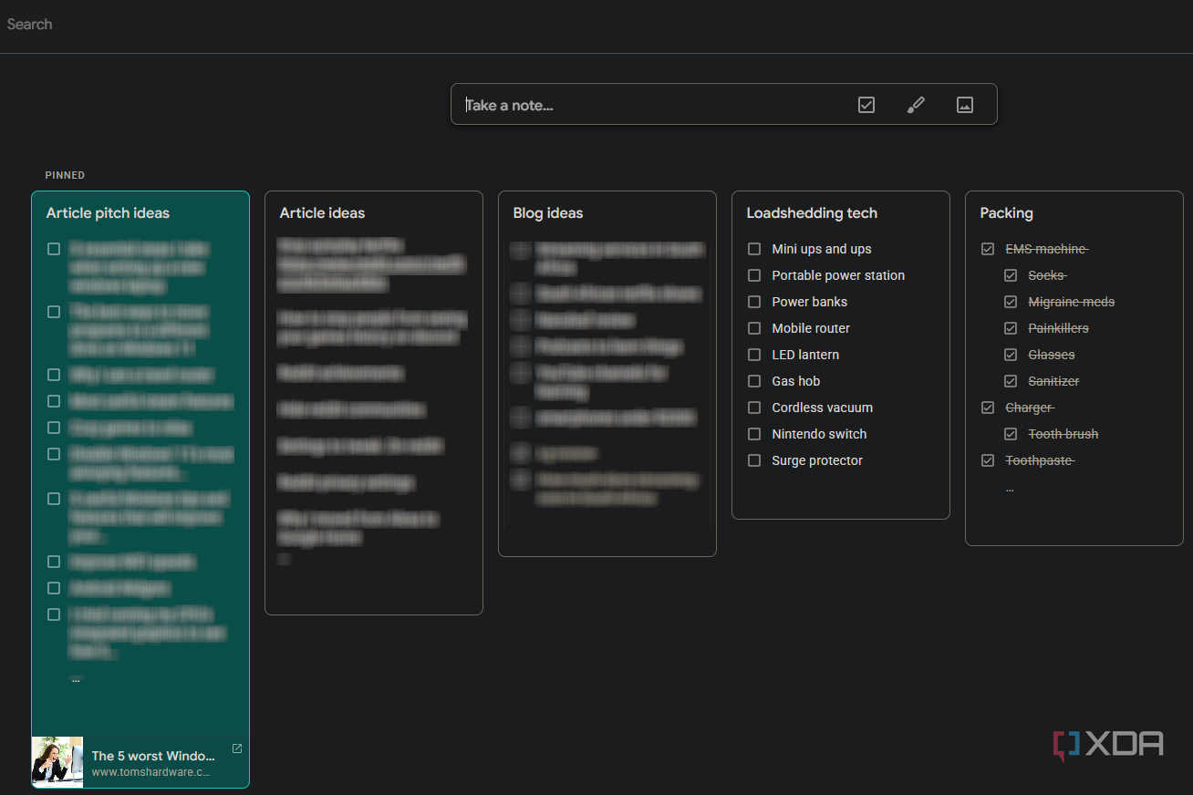 a google keep page with sticky notes