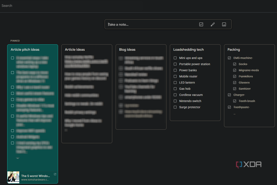 a google keep page with sticky notes