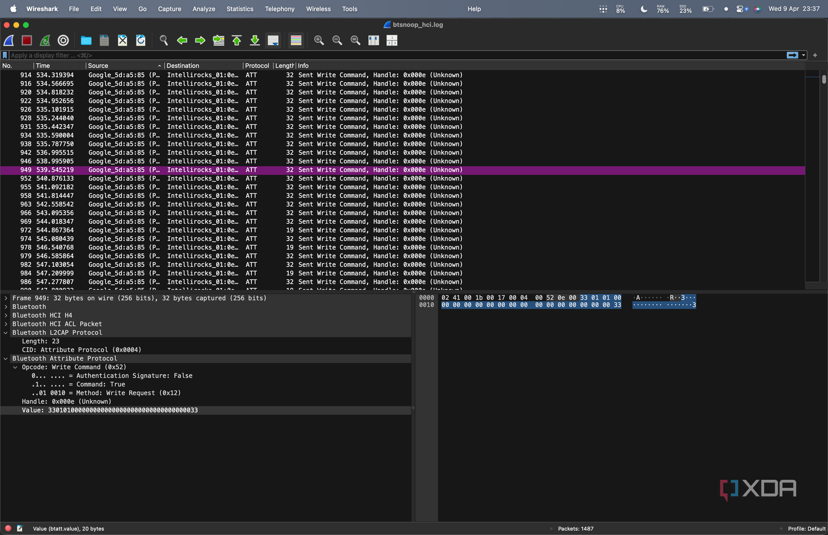 Govee Wireshark Power On Packet