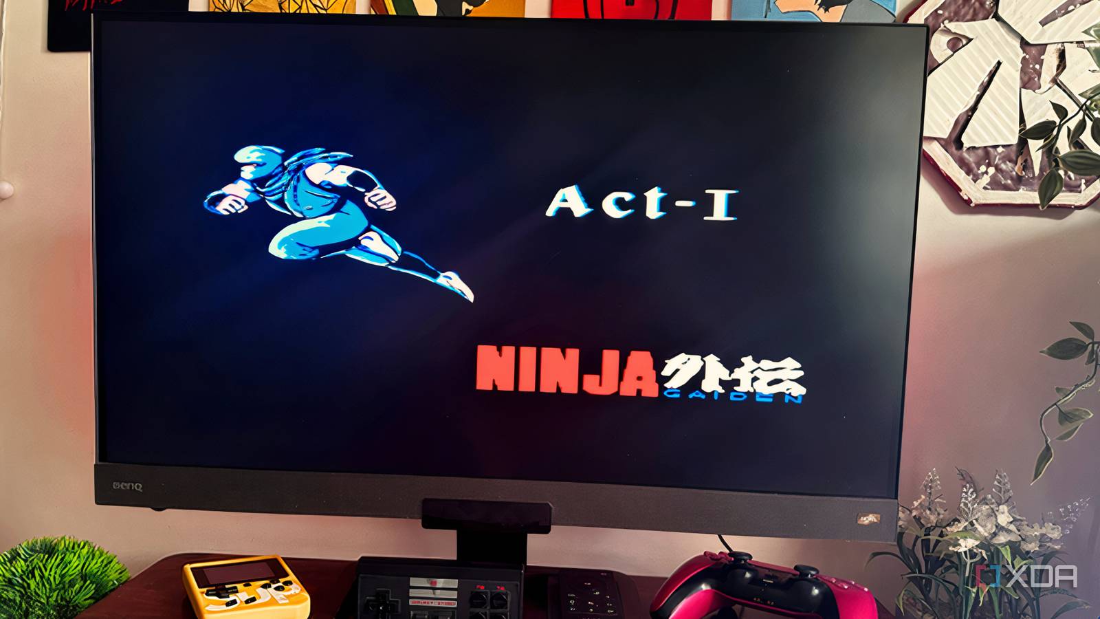 Ninja Gaiden 1988 playing on a monitor screen.