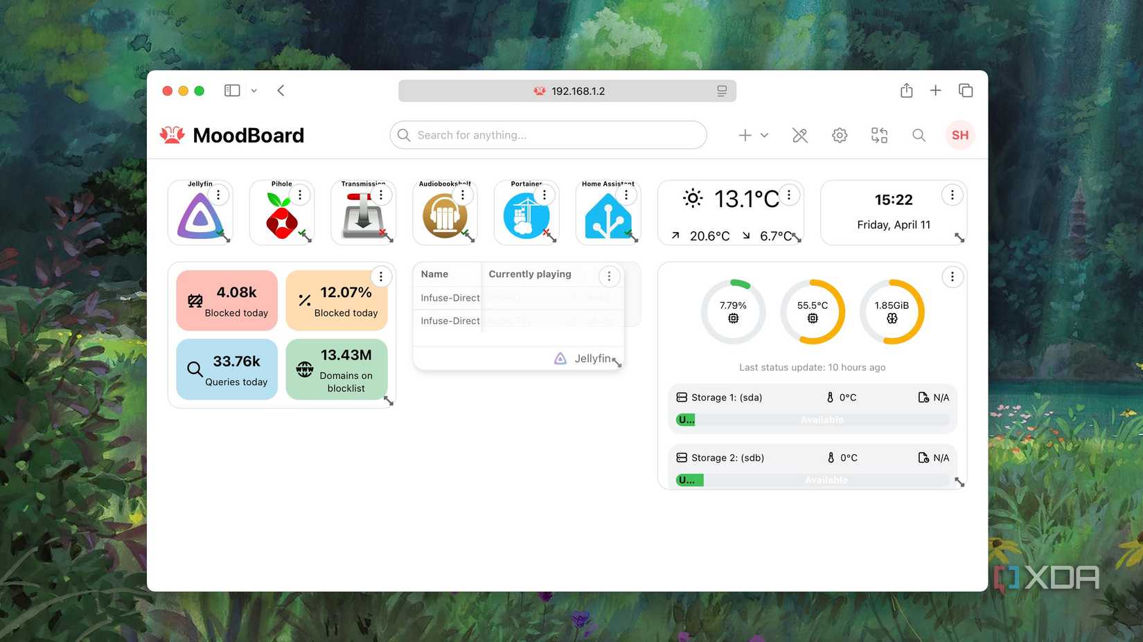 A Screenshot of resizing app tiles in a Homarr dashboard