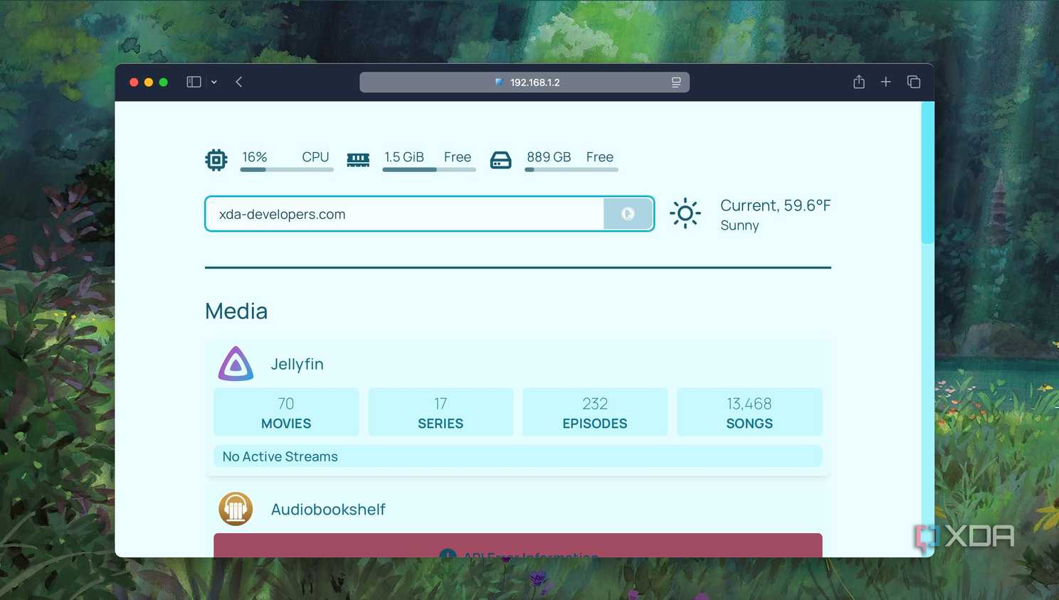 Screenshot of Using the search bar in Homepage dashboard