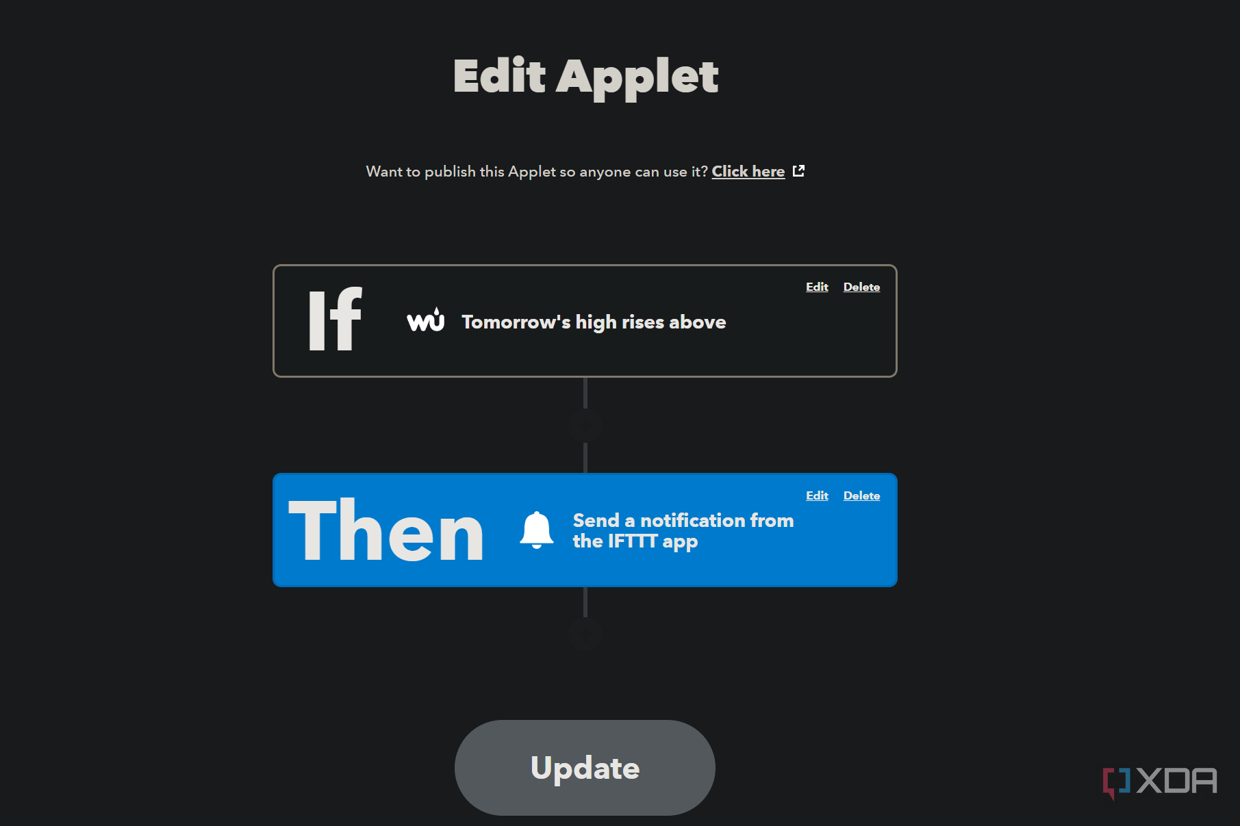 ifttt applet for weather notifications
