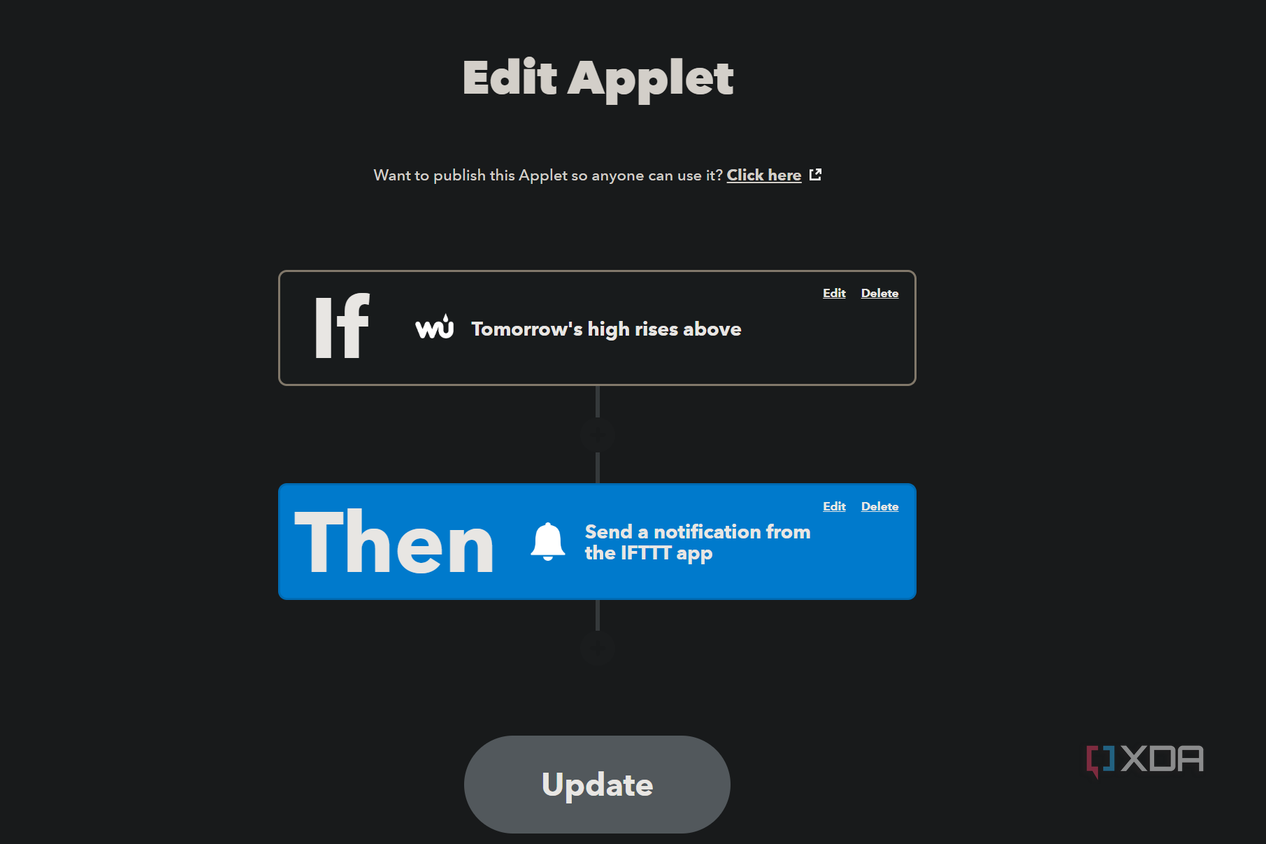 ifttt applet for weather notifications