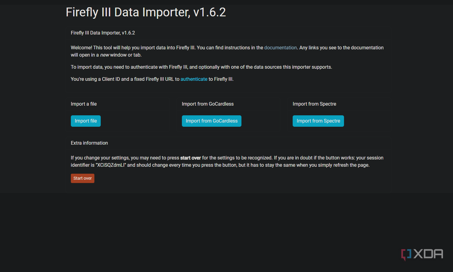 import options in firefly iii