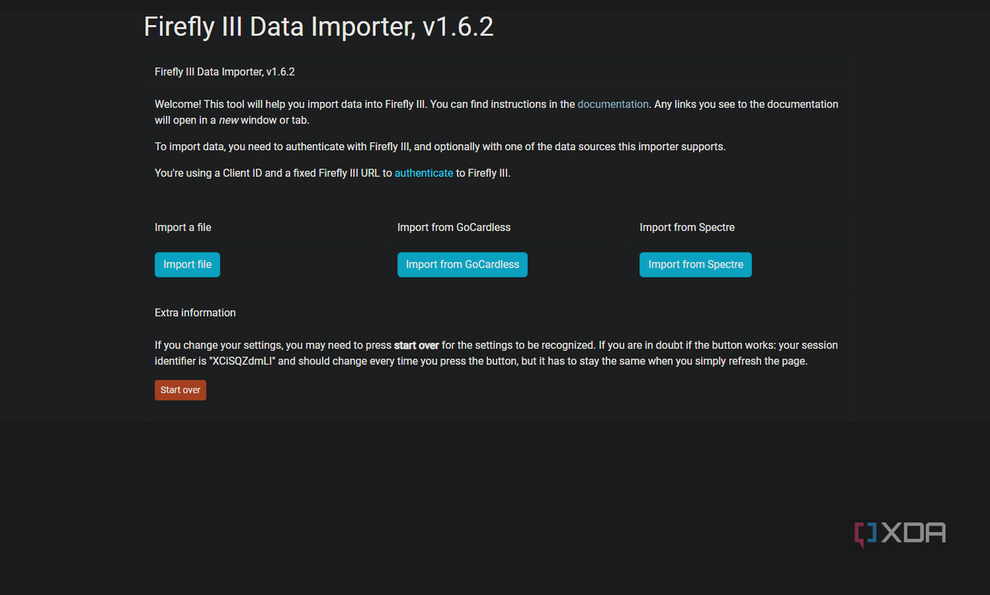import options in firefly iii