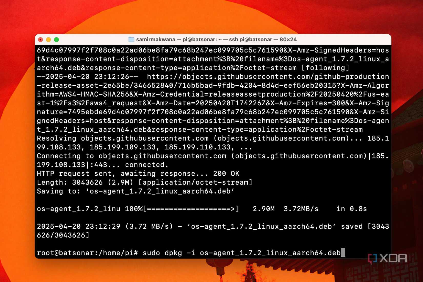 Install the OS-Agent deb package on Raspberry Pi