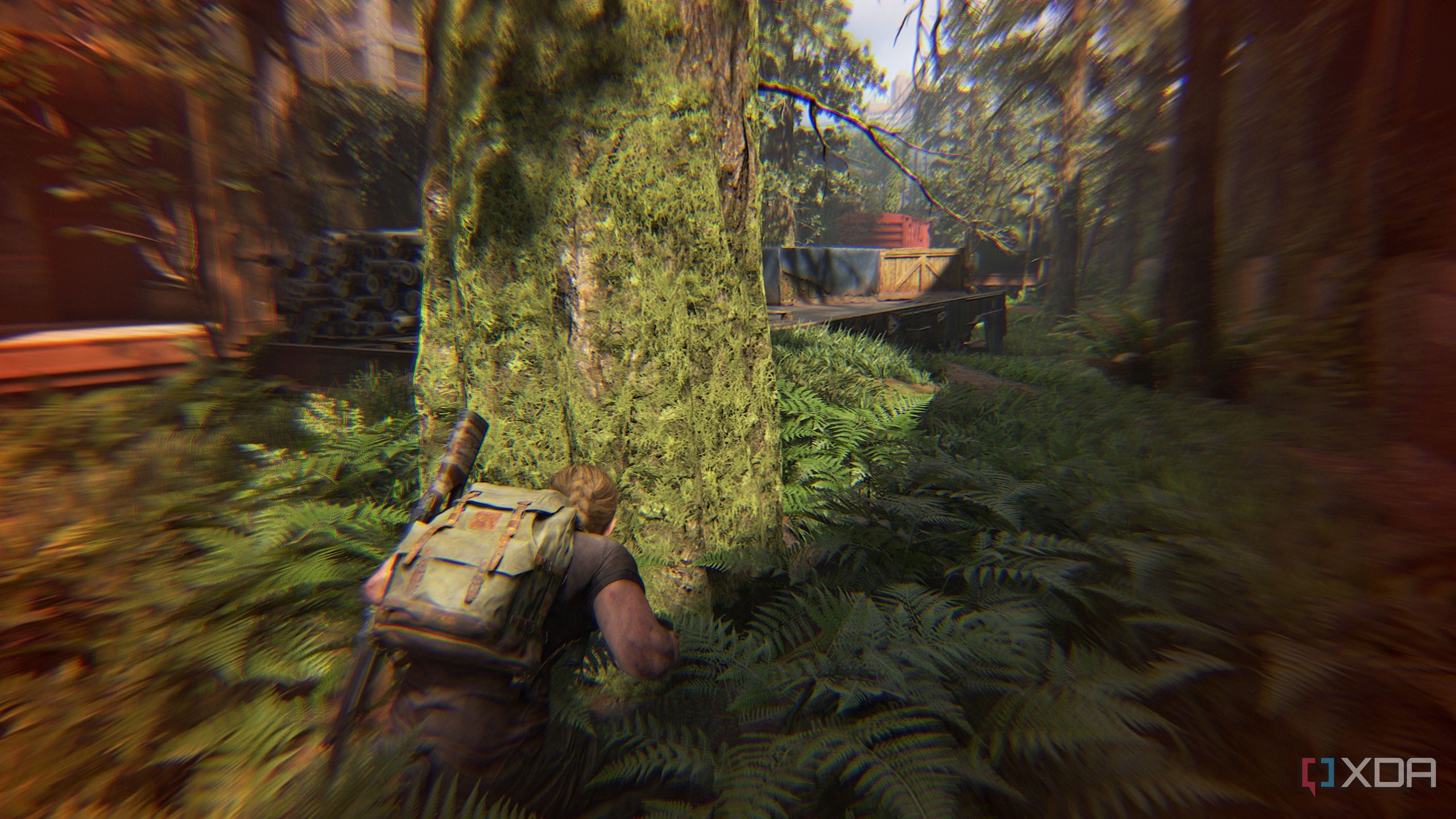 A screenshot from the game The Last of Us Part II, showing Abby's health running low.