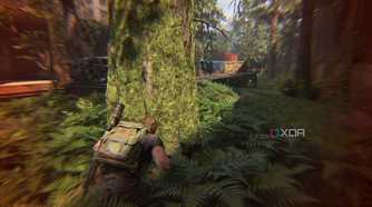 A screenshot from the game The Last of Us Part II, showing Abby's health running low.