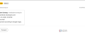 screenshot of test email received from mail server