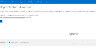 Microsoft 2 factor authentication turned on