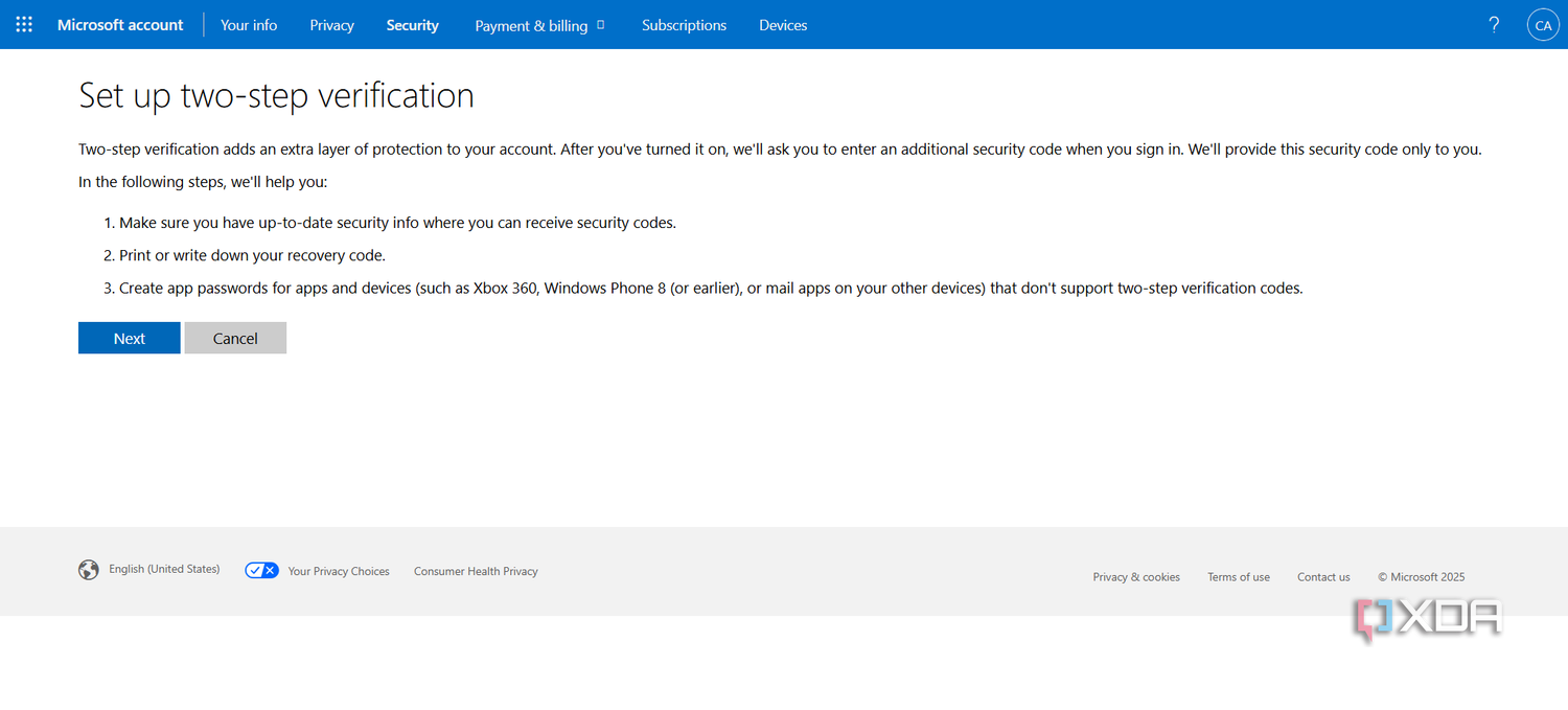 Microsoft 2 factor authentication