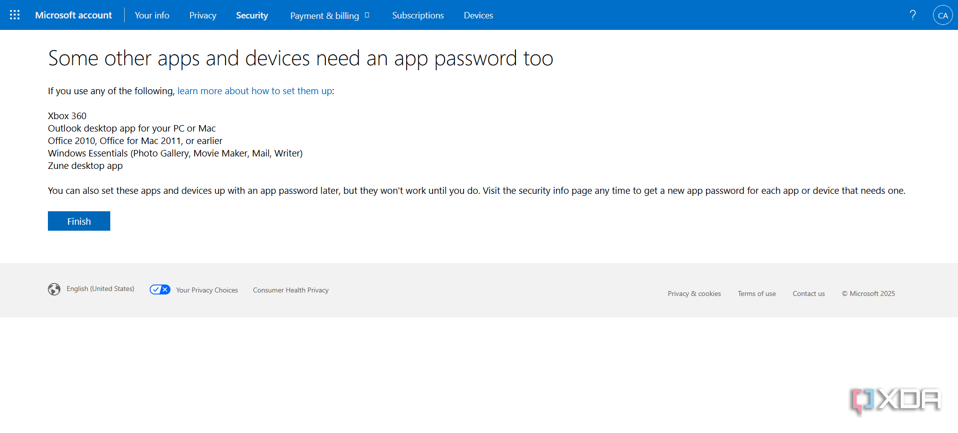 Microsoft account password authentication