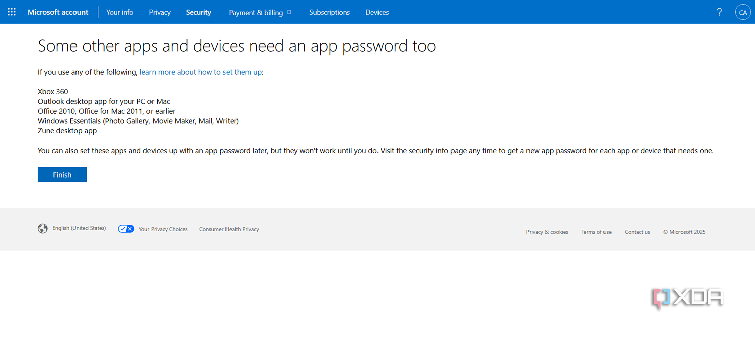 Microsoft account password authentication