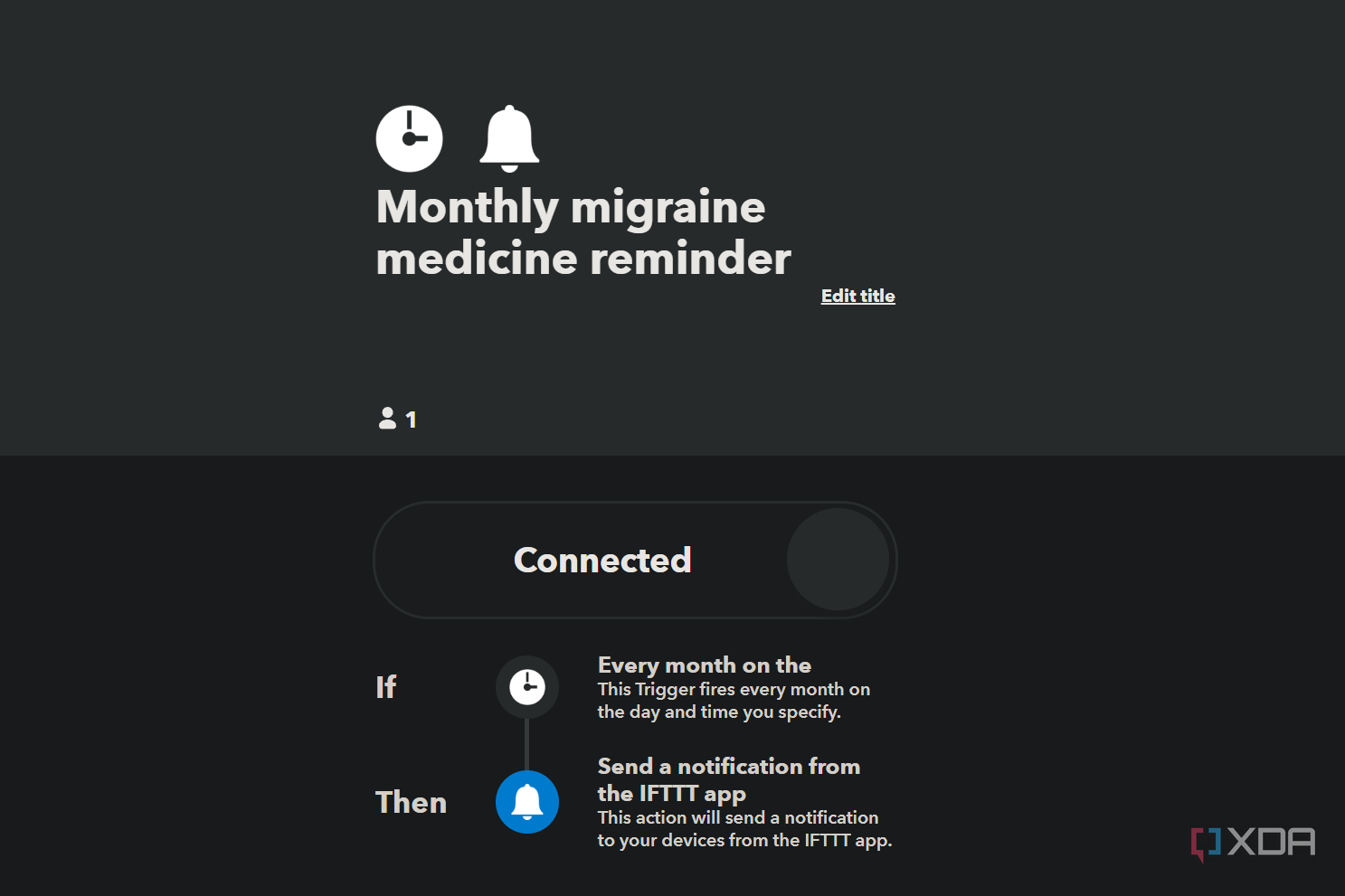 migraine medicine reminder applet