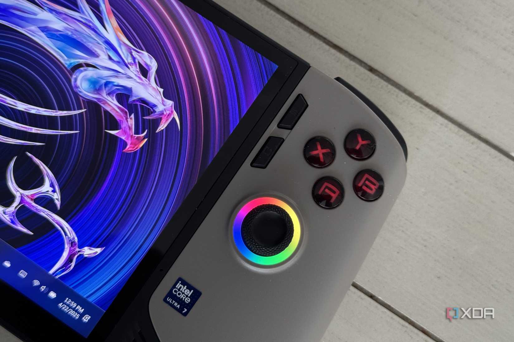 msi claw 8 ai plus showing the rgb illumination on the controls