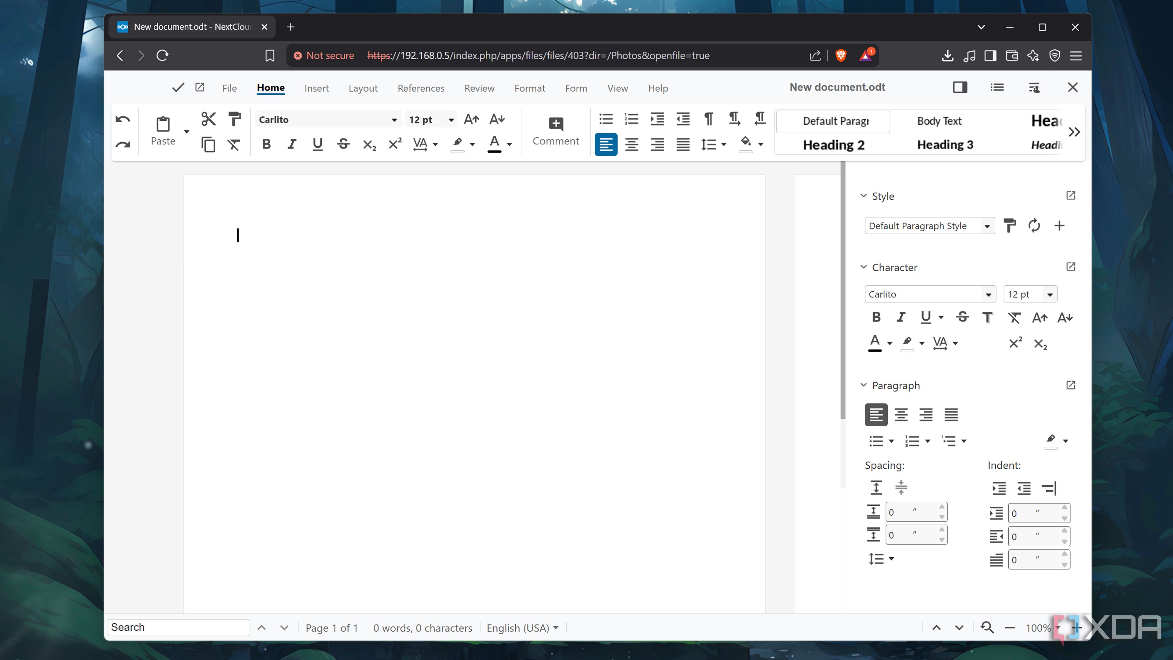 The Nextcloud Office Word app