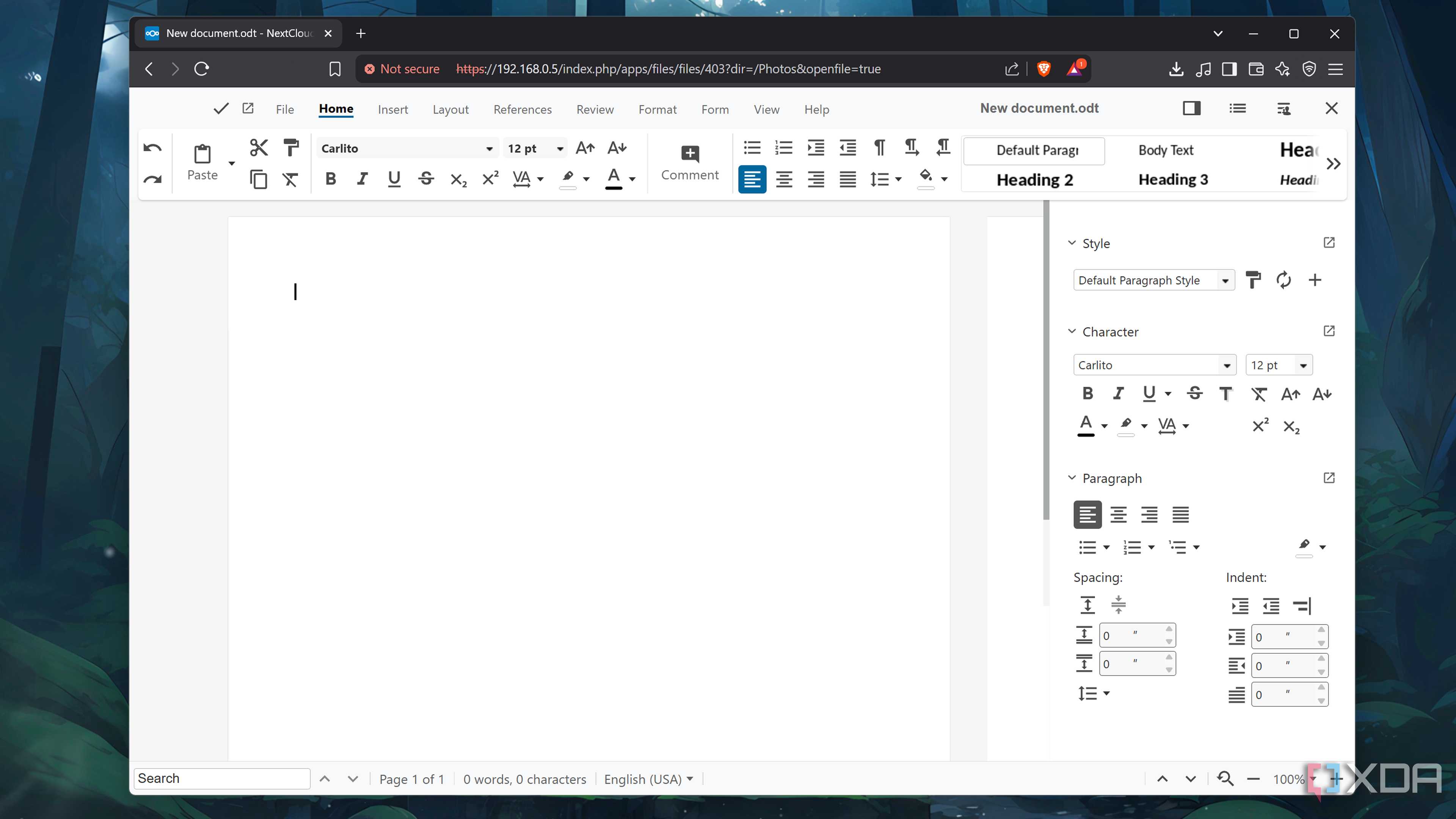 The Nextcloud Office Word app
