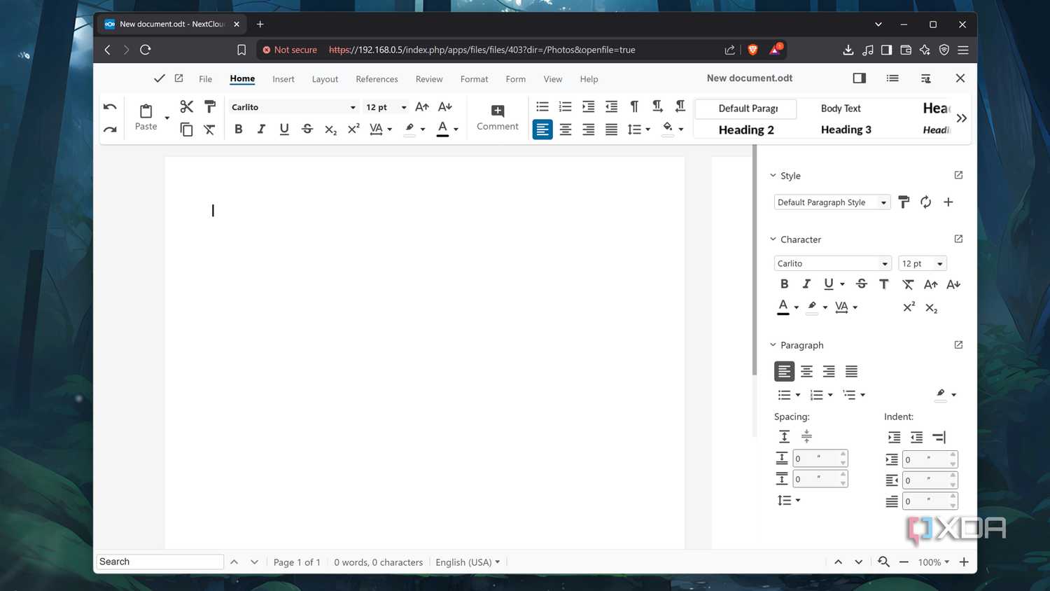 The Nextcloud Office Word app