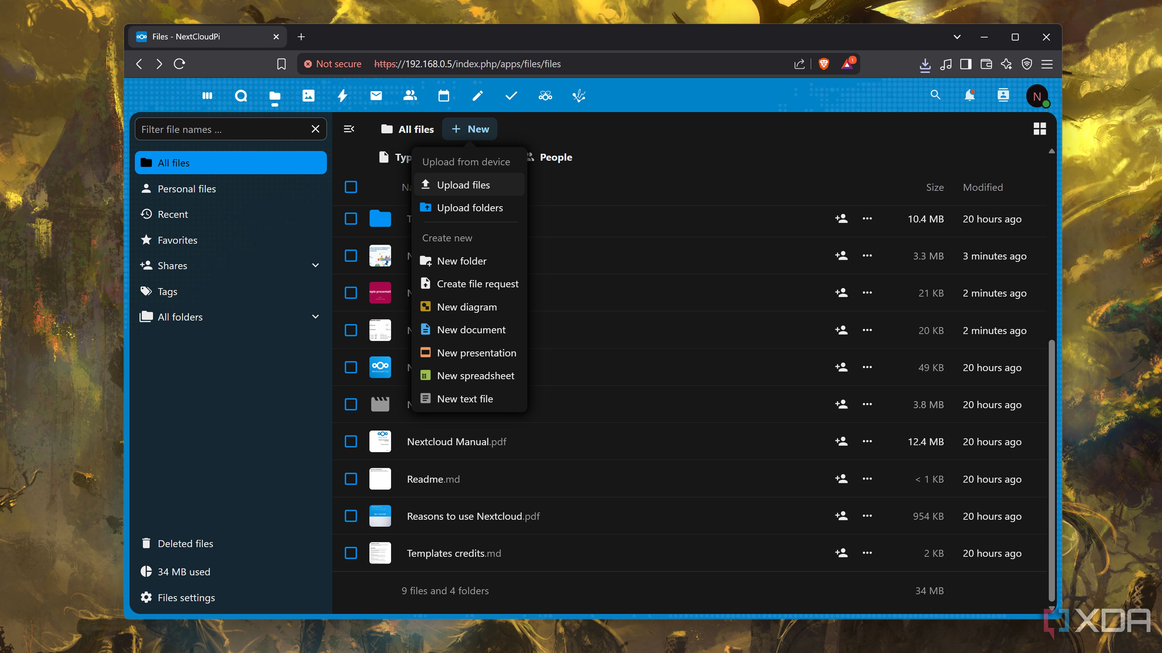 The NextcloudPi interface