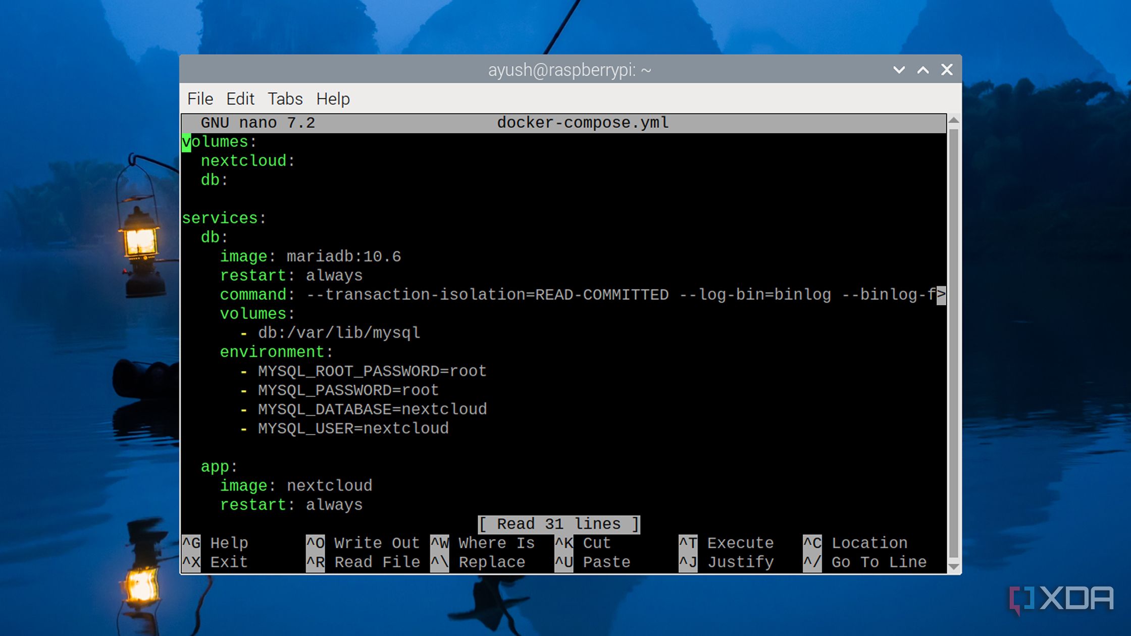 The config file for Nextcloud