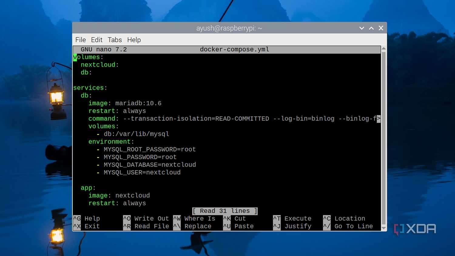 The config file for Nextcloud