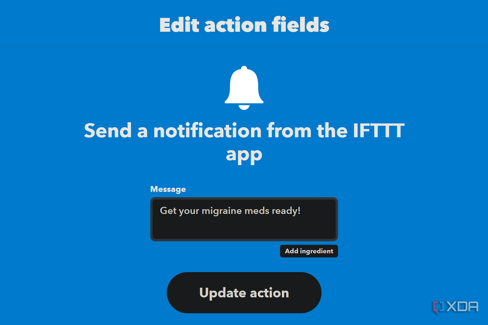 notification message on-iffttt reminding to get medication ready