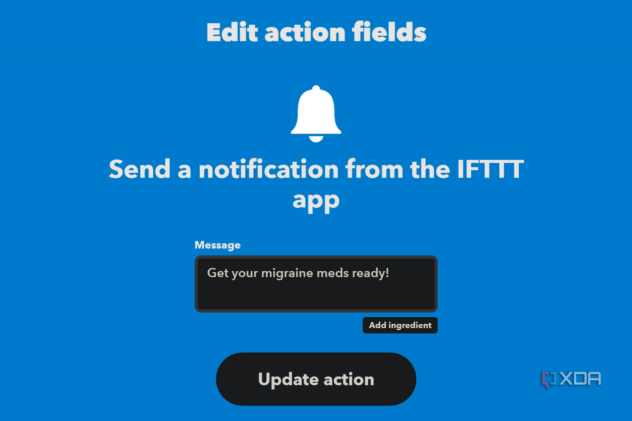 notification message on-iffttt reminding to get medication ready