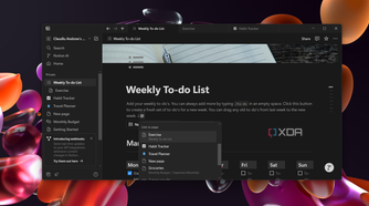 Screenshot of drop-down link to page option in Notion