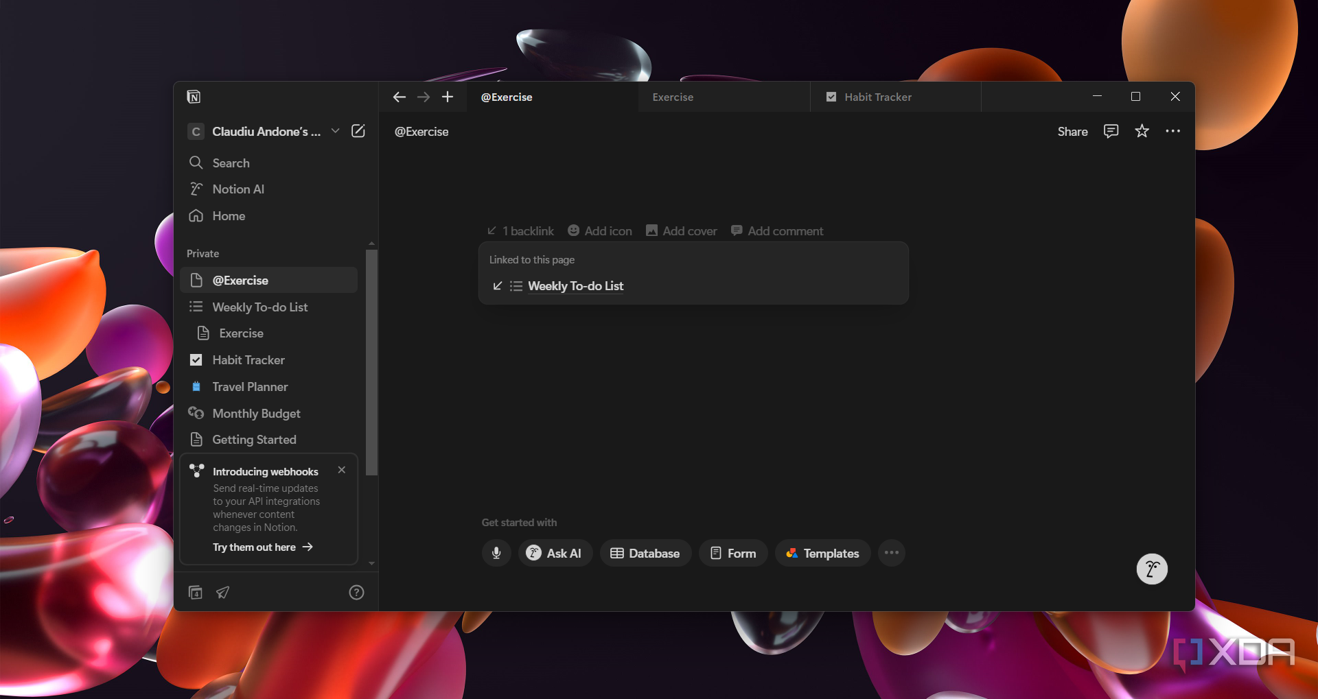 Showing backlink on a note in Notion