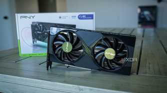 An image of the Nvidia RTX 5060 Ti GPU with its box in the background.